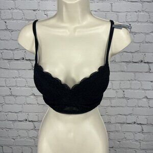 NWT Aerie Black Wireless Sans Armature Balconette Bra Lace Padded 32C